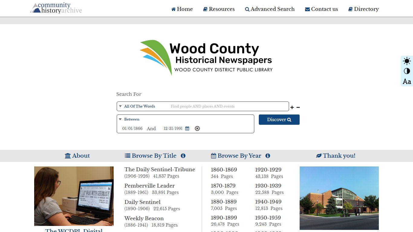 Digital Archives of the Wood County District Public Library
